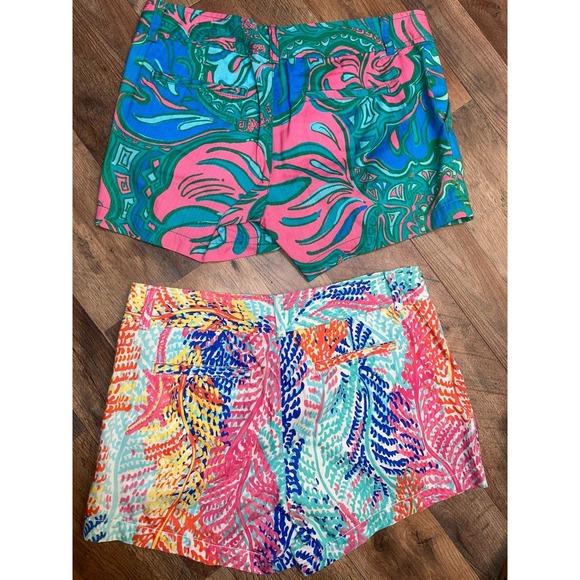 LOT OF TWO: Lilly Pulitzer Women's Size 4 The Callahan Short Green/Pink Shorts - Picture 3 of 8